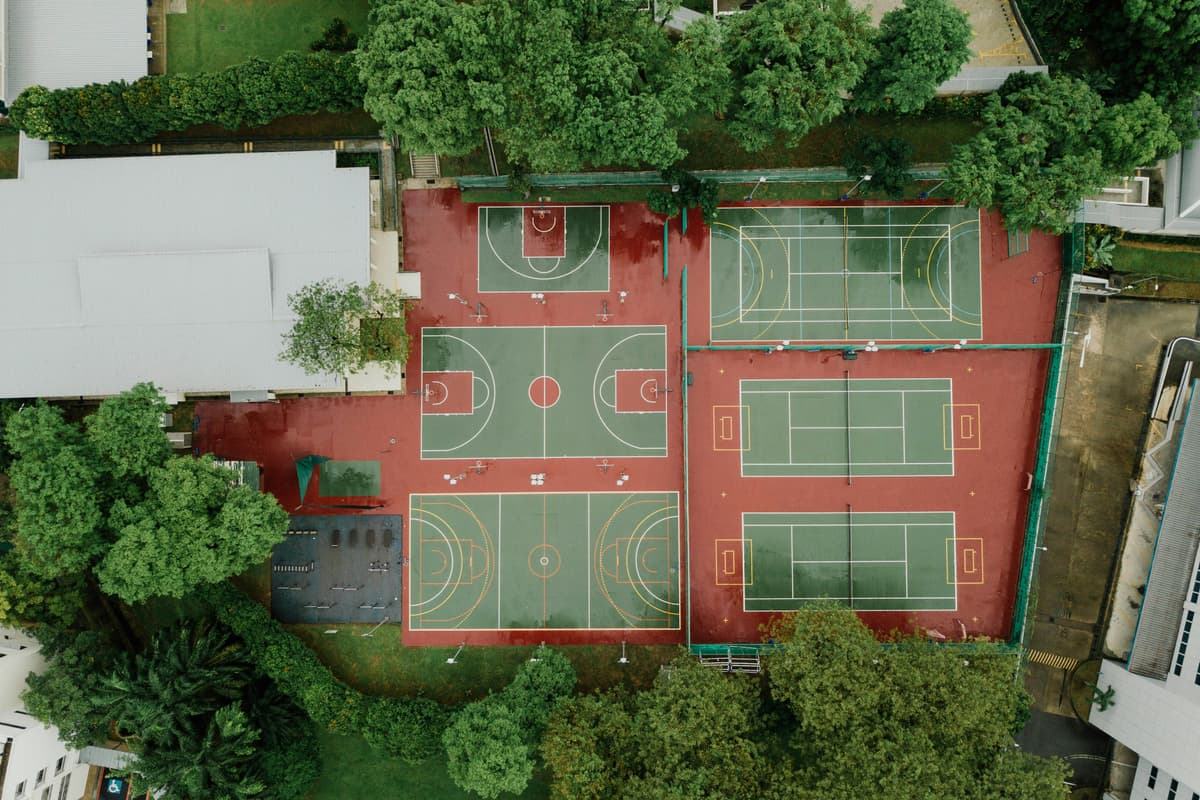 Tennis courts aerial view